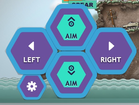 The left thumb's buttons: Left, Right, two Aim buttons and the settings cog