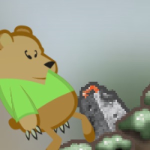 A bear jarhead in a green team shirt